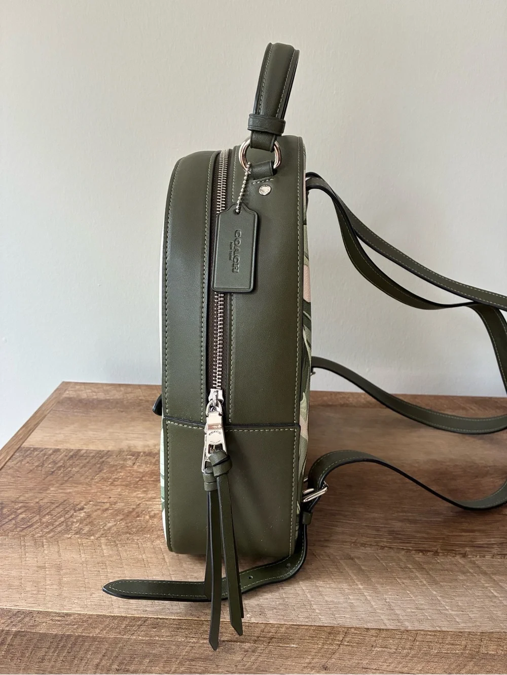 Coach Jordyn Backpack Banana Leaf Print,  Green / Chalk / Silver, 3962